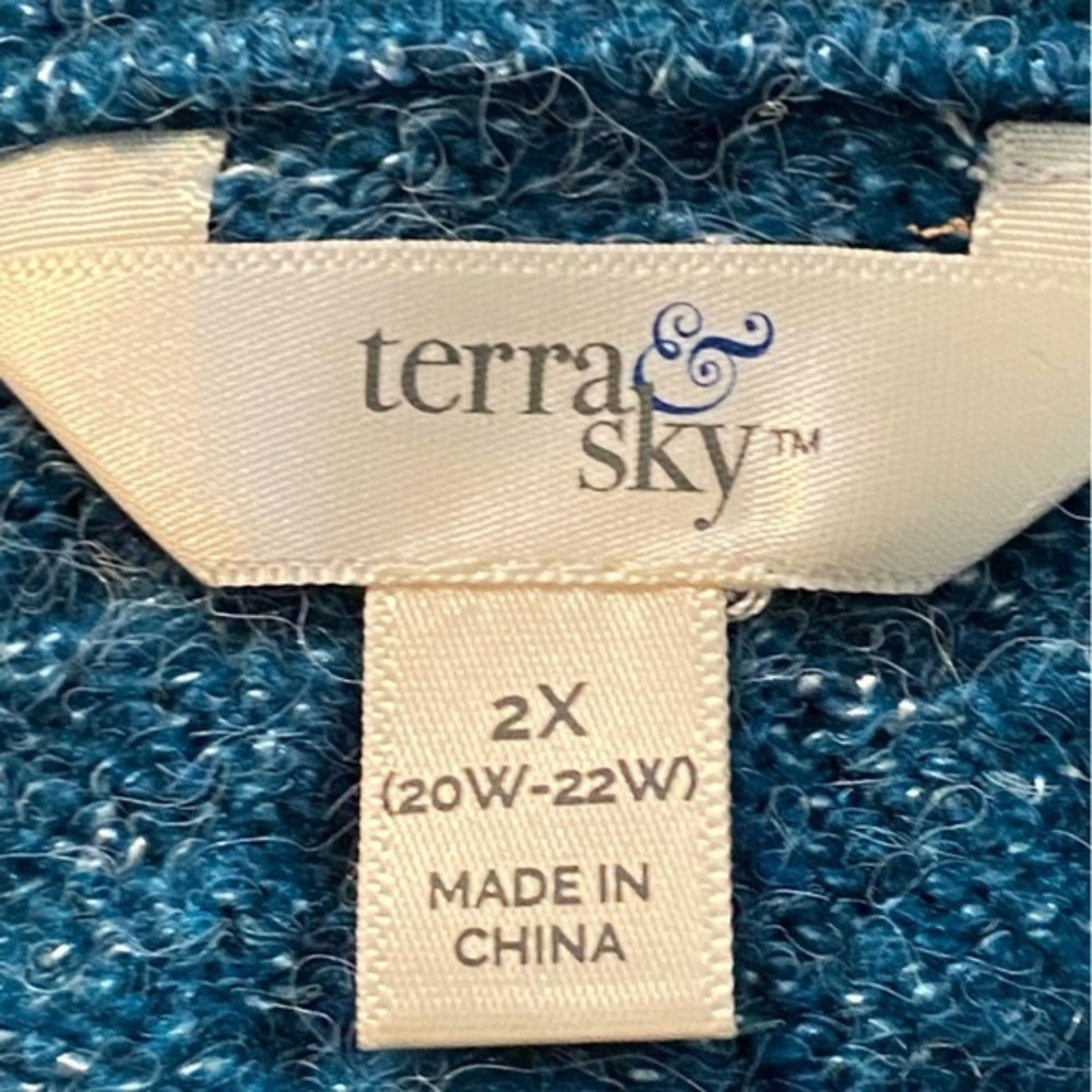 Terra & Sky Sweater Women’s Size‎ 2X Balloon Sleeve Blue New With Tags - Picture 6 of 8
